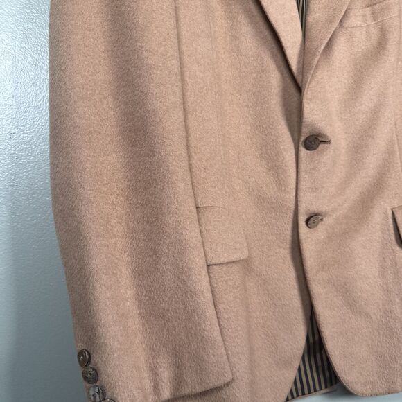 Vtg Old Money Tan Camel Hair Blazer Oxford Clothes Harry Holland Sz 42 Onwentzia - Picture 8 of 16